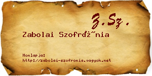 Zabolai Szofrónia névjegykártya